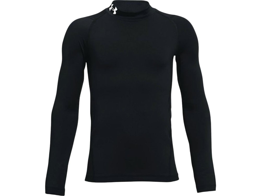 Boys’ Coldgear Armour Mock Long Sleeve Shirt In Black/white 7733830287420