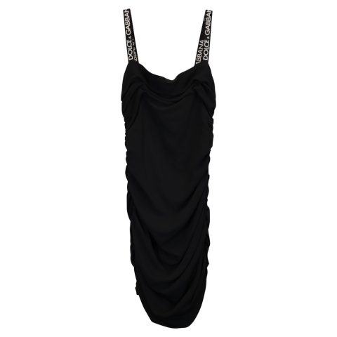 Dolce & Gabbana Ruched Mini Dress in Black Cotton 7733831729212