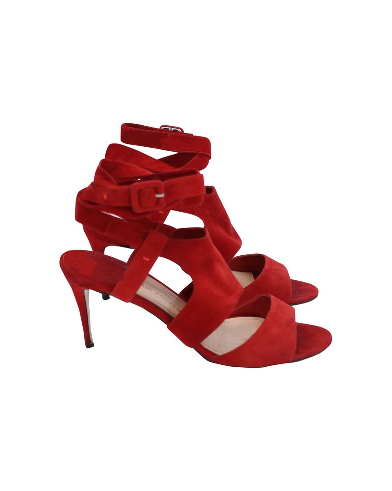 Paul Andrew High Heel Sandals in Red Suede