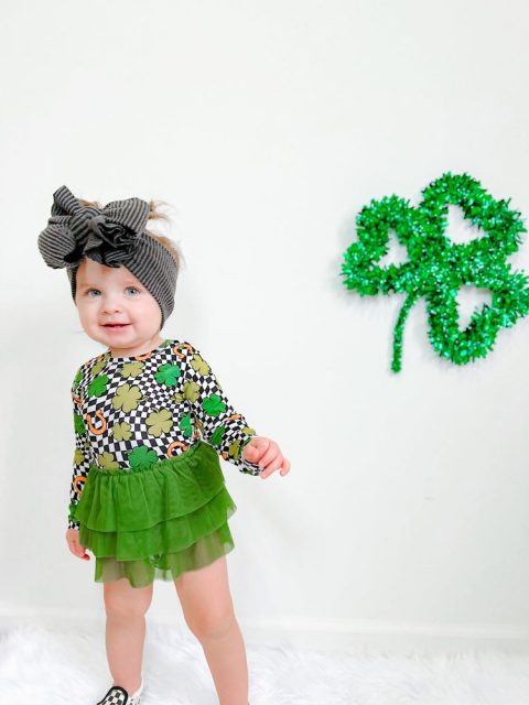 SHAMROCKIN’ CHECKS DREAM TUTU BODYSUIT DRESS