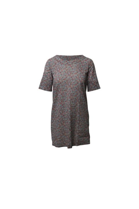 A.P.C. Floral Print Shift Dress in Multicolor Cotton