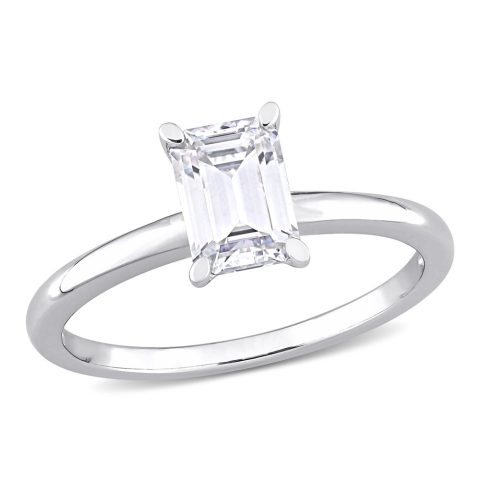 Mimi & Max 1ct DEW Octagon Created Moissanite Solitaire Engagement Ring in Sterling Silver