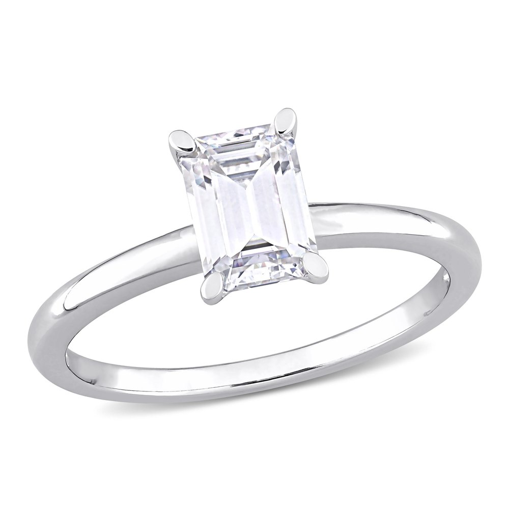 Mimi & Max 1ct DEW Octagon Created Moissanite Solitaire Engagement Ring in Sterling Silver