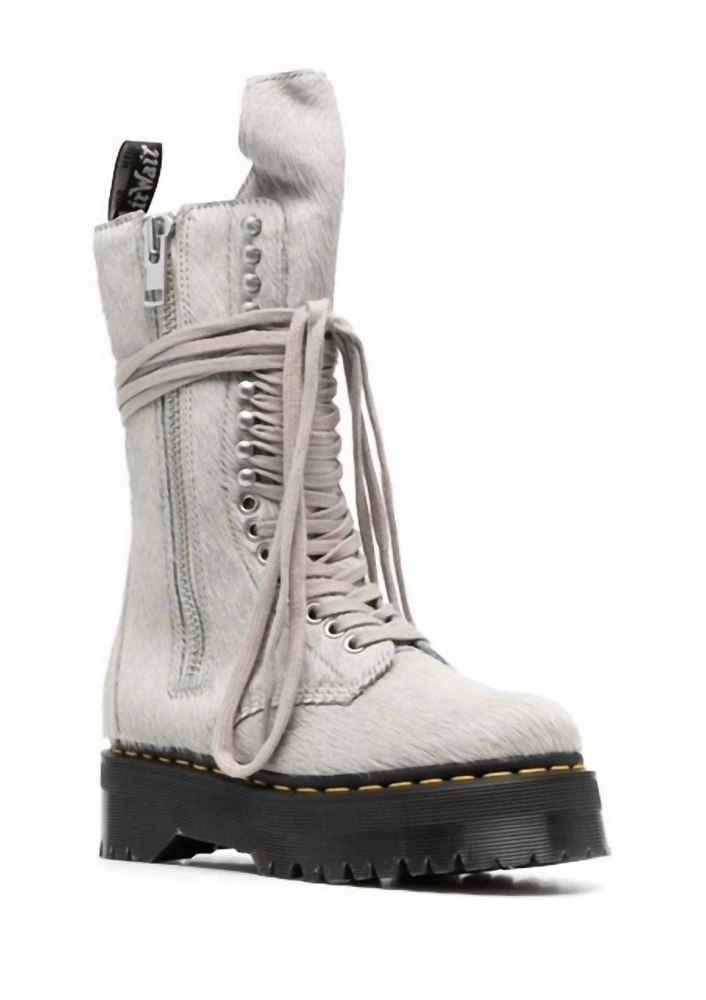 Women’s Textured Biker Boots In Grey Calfhair