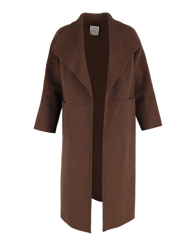 Totême Annecy Signature Coat in Brown Wool