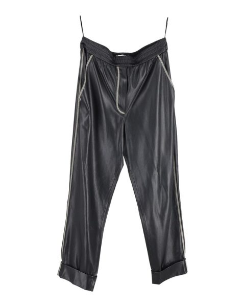 Nanushka Elastic-Waist Trousers in Black Faux Leather