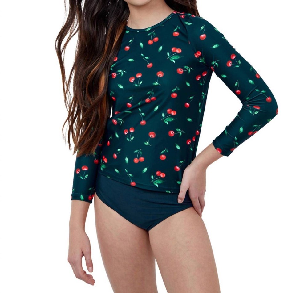 Kids Rash Guard Top With Matching Bikini Bottom In Gtk Cherries 7733862793276