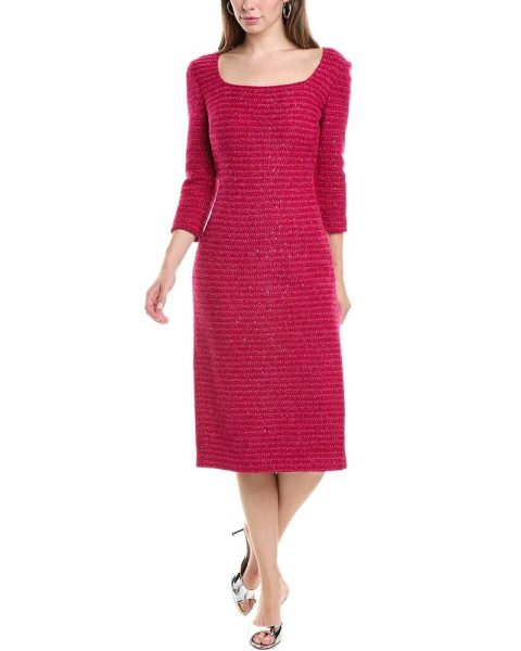 St. John Sequin Tweed Midi Dress