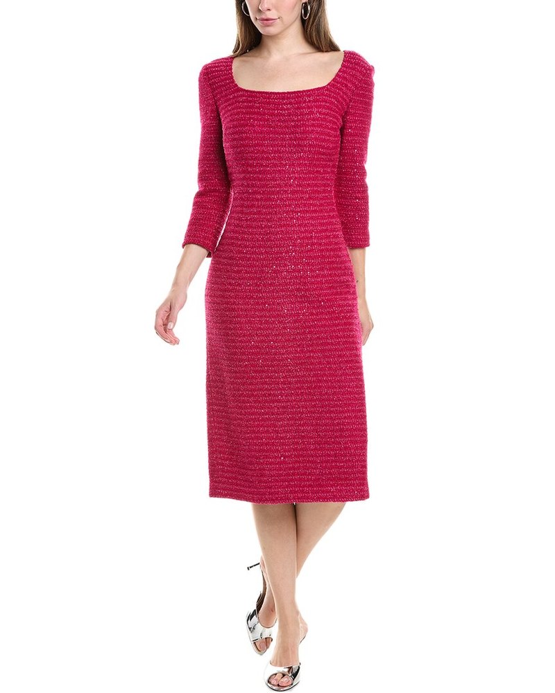 St. John Sequin Tweed Midi Dress