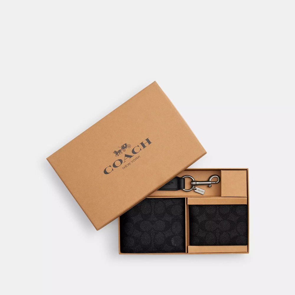 Coach Outlet Boxed 3 In 1 Wallet Gift Set In Signature Canvas 7734238117948