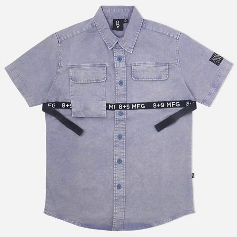 Men’s Strapped Up Button Up Shirt In Vintage Blue