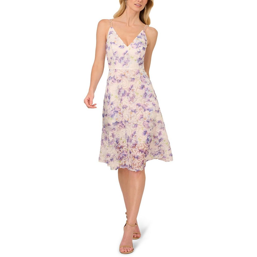 Printed Mesh Midi Dress