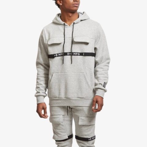 Strapped Up Fleece Hoodie In Grey
