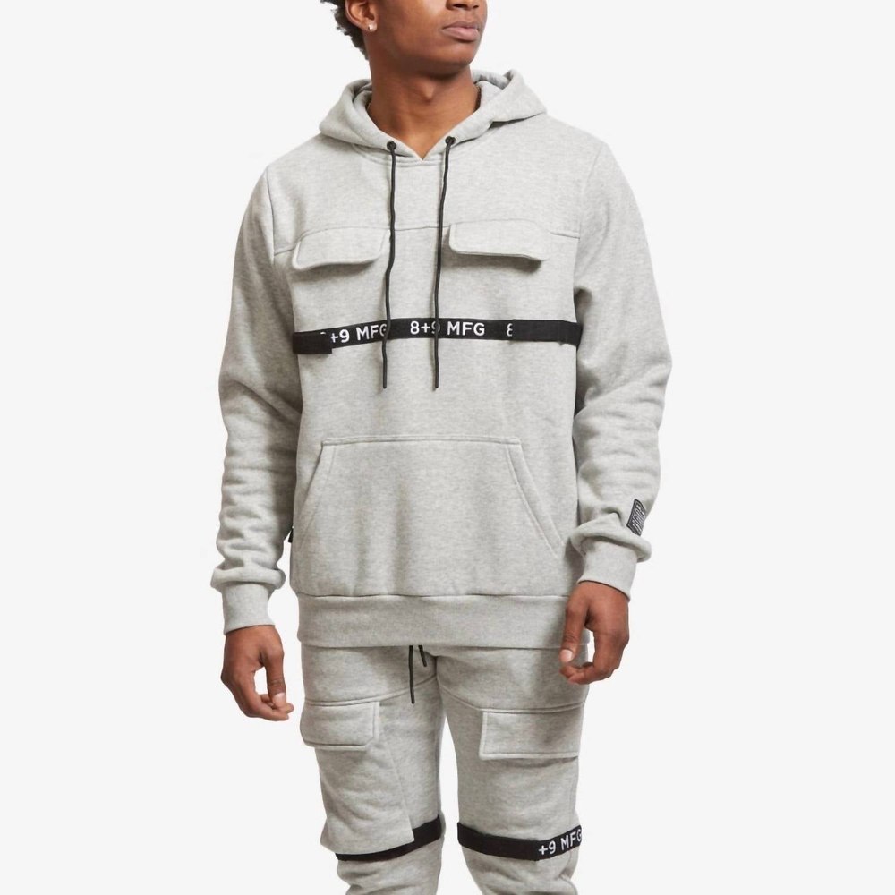 Strapped Up Fleece Hoodie In Grey