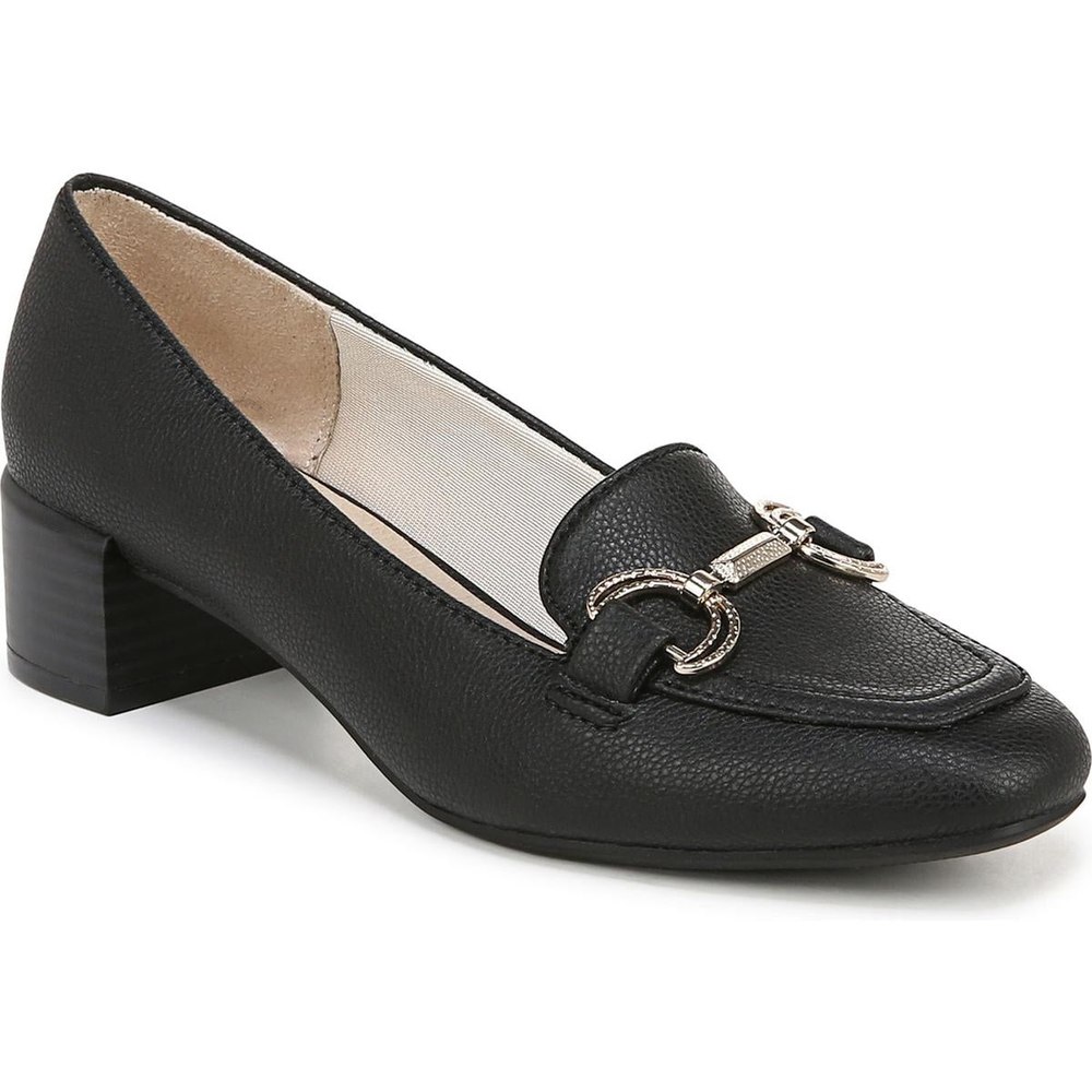 BLISS Cushioned Footbed Faux Leather Loafer Heels