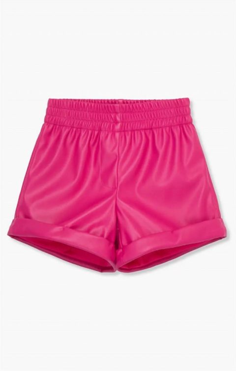 Girl’s Vegan Leather Short In Dark Pink 7733863252028