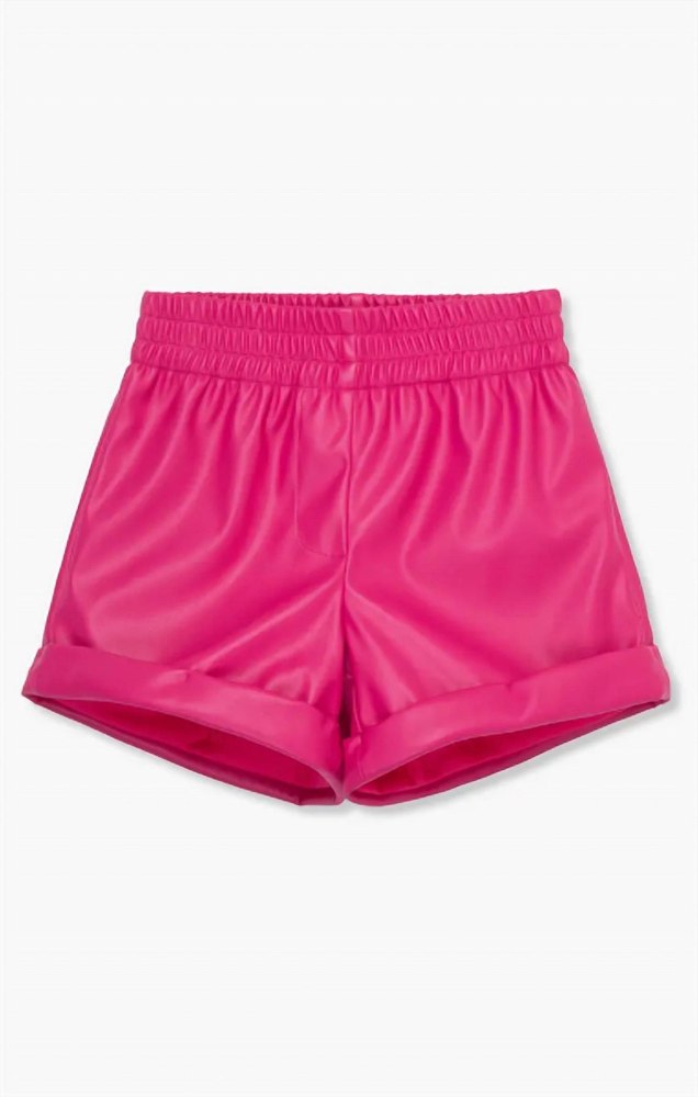 Girl’s Vegan Leather Short In Dark Pink 7733863252028