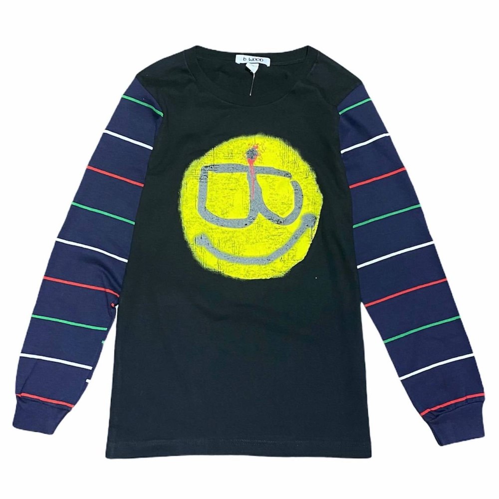 Men’s Smiley Face Long Sleeve Tee In Black/navy