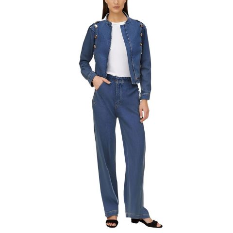 Plus Embellished Denim Wide Leg Jeans