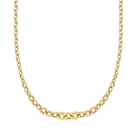 Ross-Simons Italian 18kt Yellow Gold Graduated Cable-Link Necklace