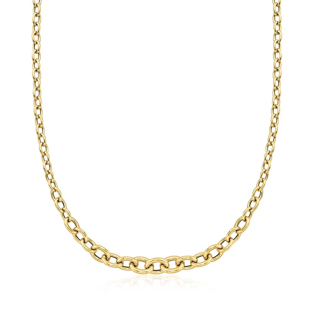 Ross-Simons Italian 18kt Yellow Gold Graduated Cable-Link Necklace