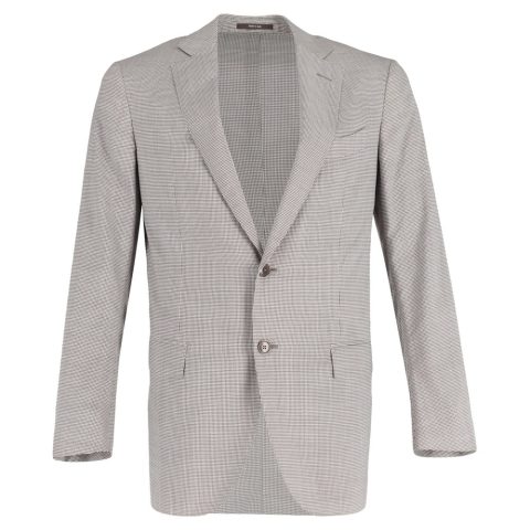 Ermenegildo Zegna Single-Breasted Microcheck Blazer in Beige Trofeo Wool 7748629790780