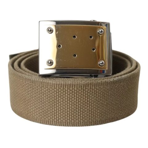 Dolce & Gabbana Canvas Square Metal Buckle Men Men’s Belt (Pre-Owned)