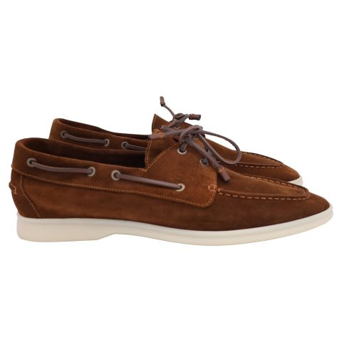 Loro Piana Sea-Sail Walk Boat Shoes in Brown Suede