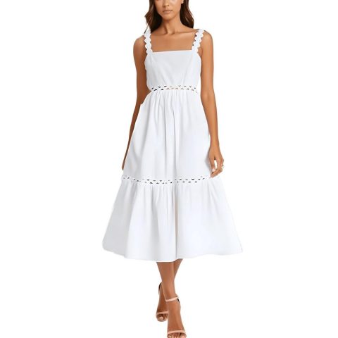 Square Neck Sleeveless Midi Dress