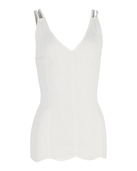 Sandro Knit Sleeveless Top in White Cotton 7748633919548