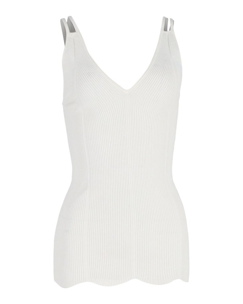 Sandro Knit Sleeveless Top in White Cotton 7748633919548