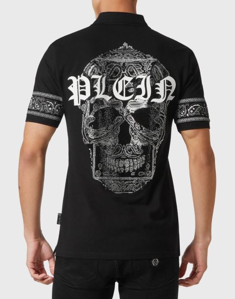 Slim Fit Polo shirt SS Paisley Strass