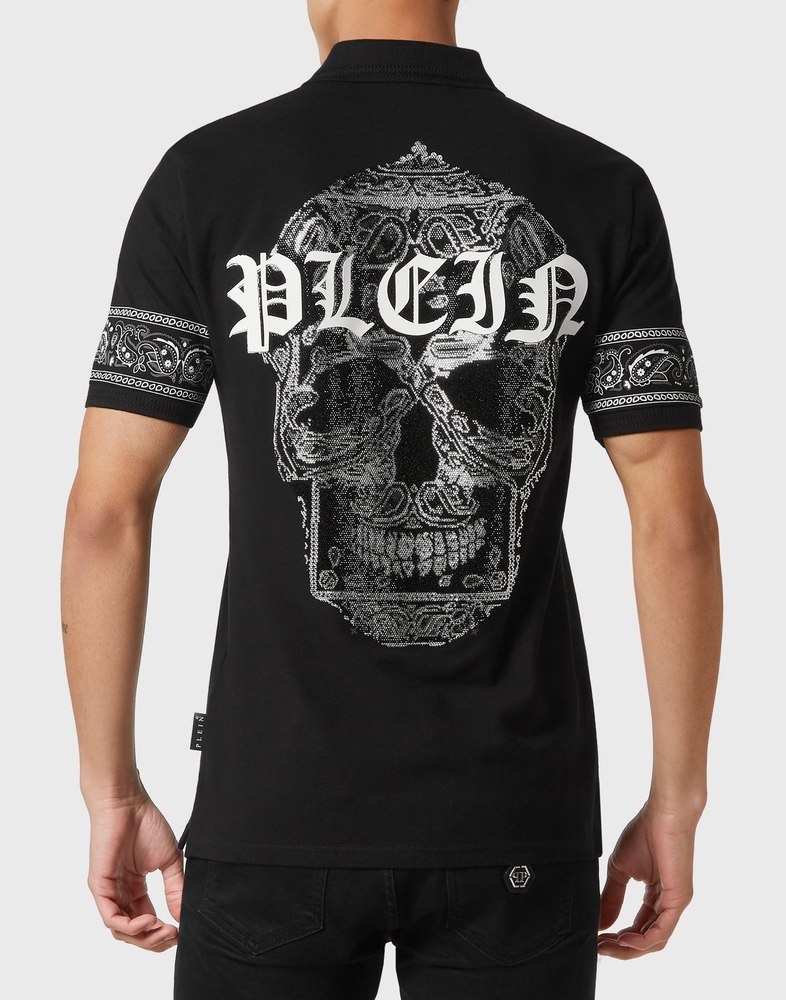 Slim Fit Polo shirt SS Paisley Strass