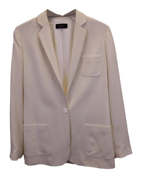 Joseph Single-Breasted Blazer in Ivory Silk 7748639621180