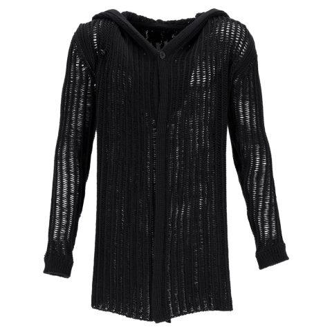 Rick Owens Hooded Cardigan in Black Wool 7748639653948