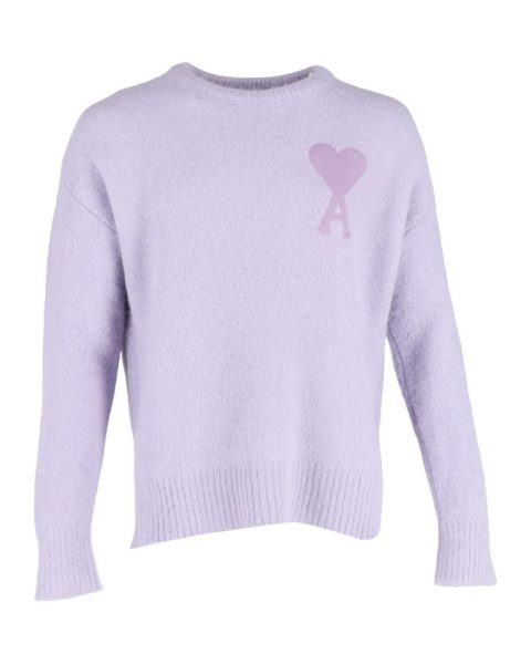 Ami Paris Logo Sweater in Purple Wool 7748639096892