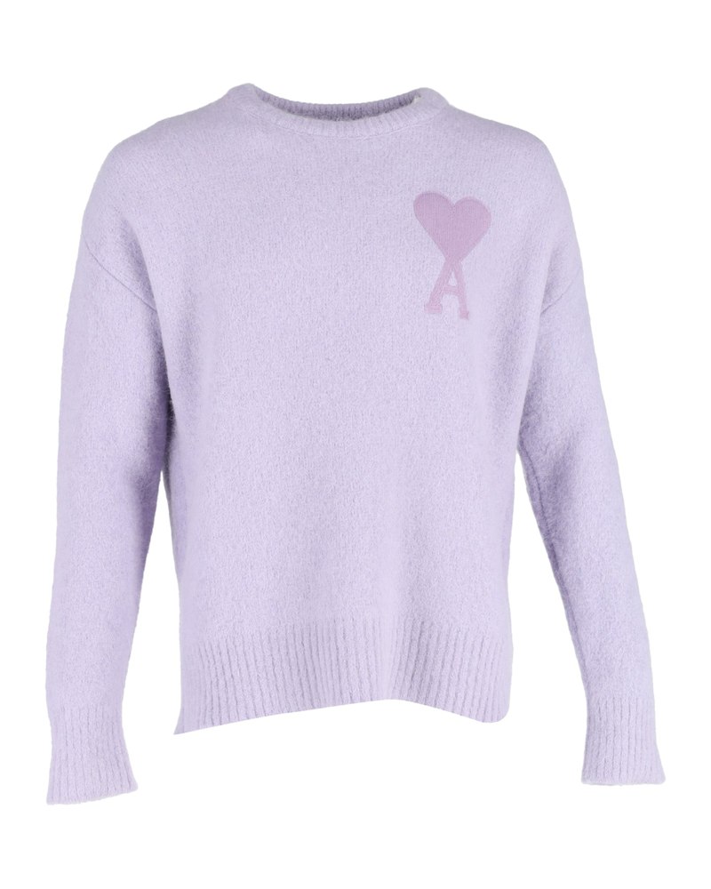 Ami Paris Logo Sweater in Purple Wool 7748639096892