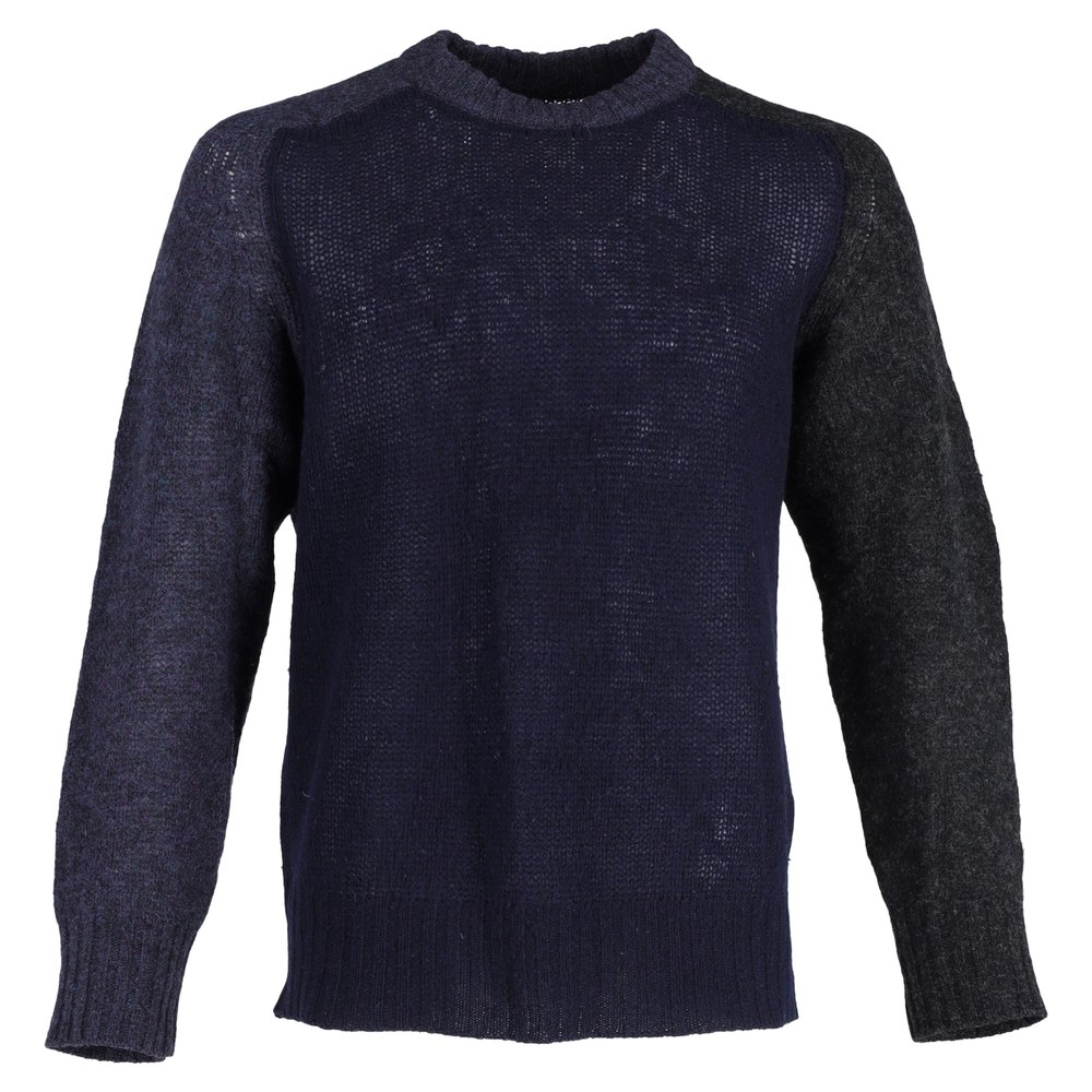 Maison Margiela Color Block Sweater in Navy Blue Wool 7748635787324