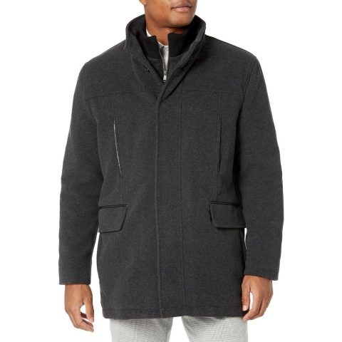 Ribbed Trim Wool Wool Coat