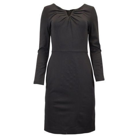 Escada Gathered Neckline Dress in Black Wool 7748637098044