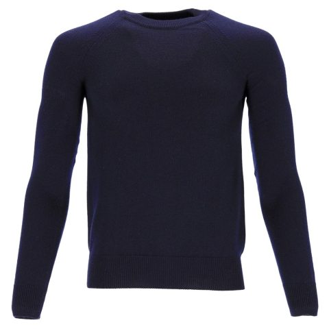 Saint Laurent Crew Neck Sweater in Navy Blue Wool 7748637524028