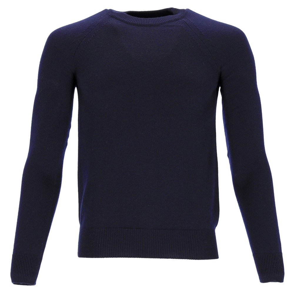 Saint Laurent Crew Neck Sweater in Navy Blue Wool 7748637524028