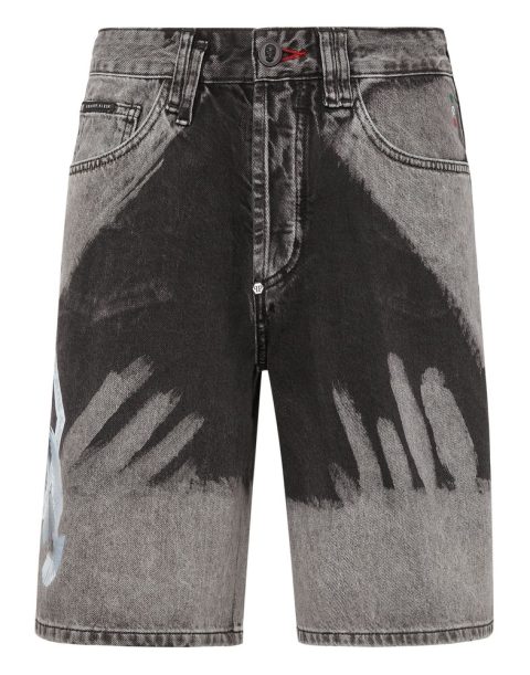 Denim Capri Shorts Bleached