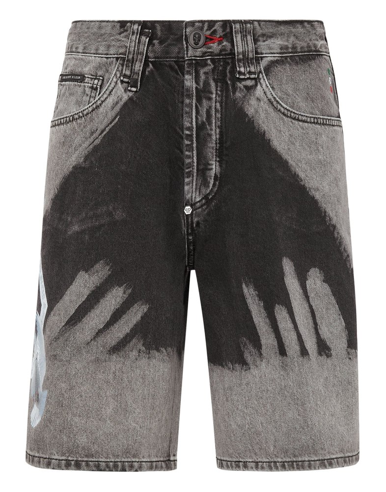 Denim Capri Shorts Bleached