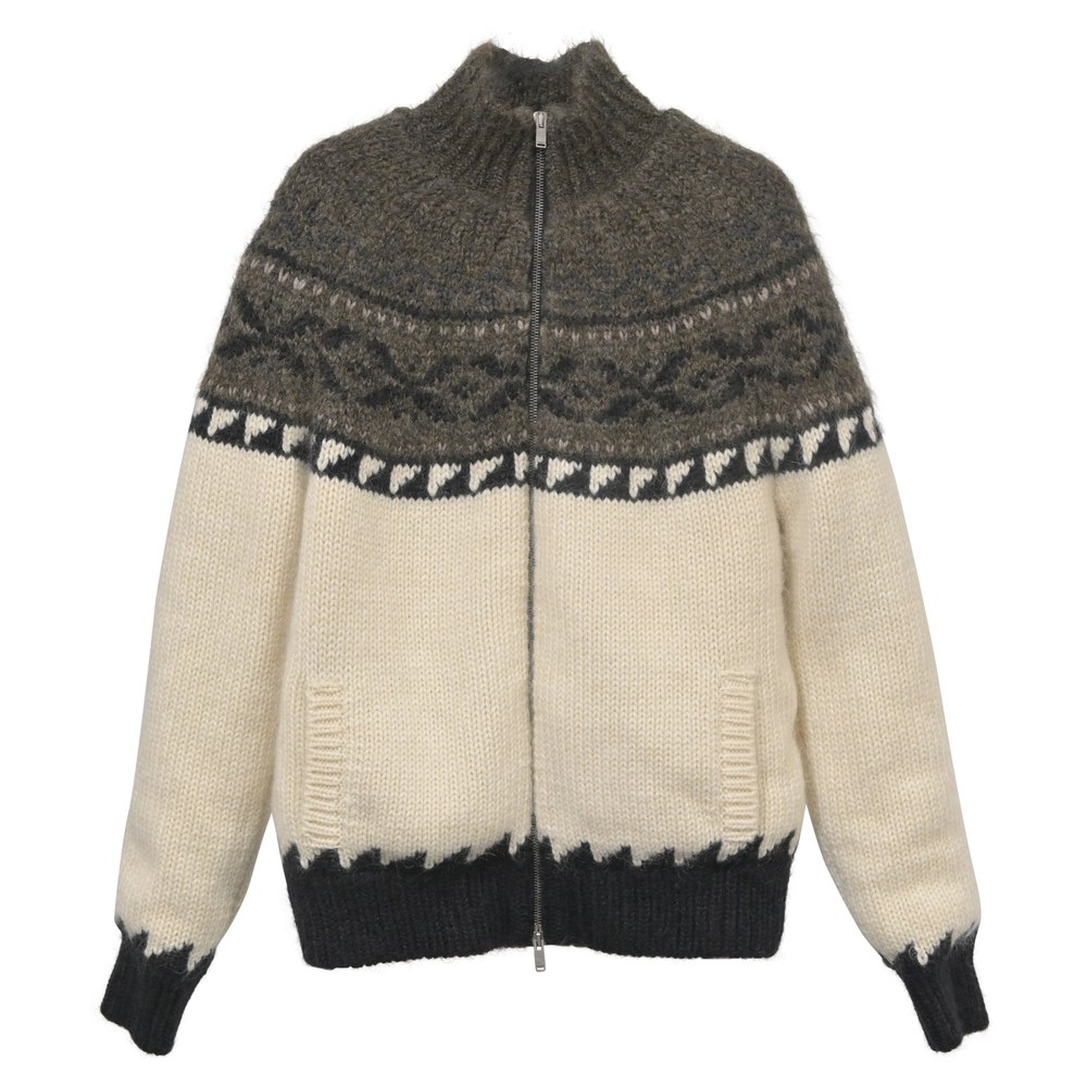 Saint Laurent Zip Up Knitted Jacket in White Wool 7748641390652