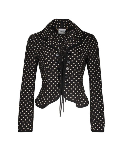 Moschino Polka-Dot Fitted Blazer in Black Polyester 7748640440380