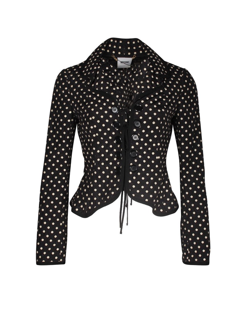 Moschino Polka-Dot Fitted Blazer in Black Polyester 7748640440380