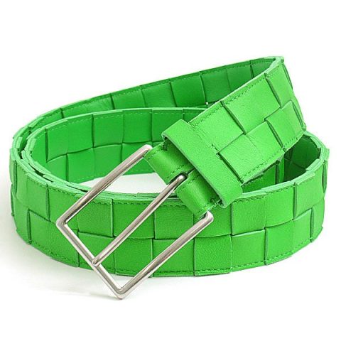 Bottega Veneta Men’s Maxi Intrecciato Calf Leather Belt Green
