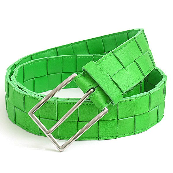 Bottega Veneta Men’s Maxi Intrecciato Calf Leather Belt Green