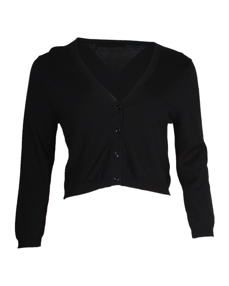 Max Mara Weekend Cropped Cardigan in Black Viscose 7748642701372